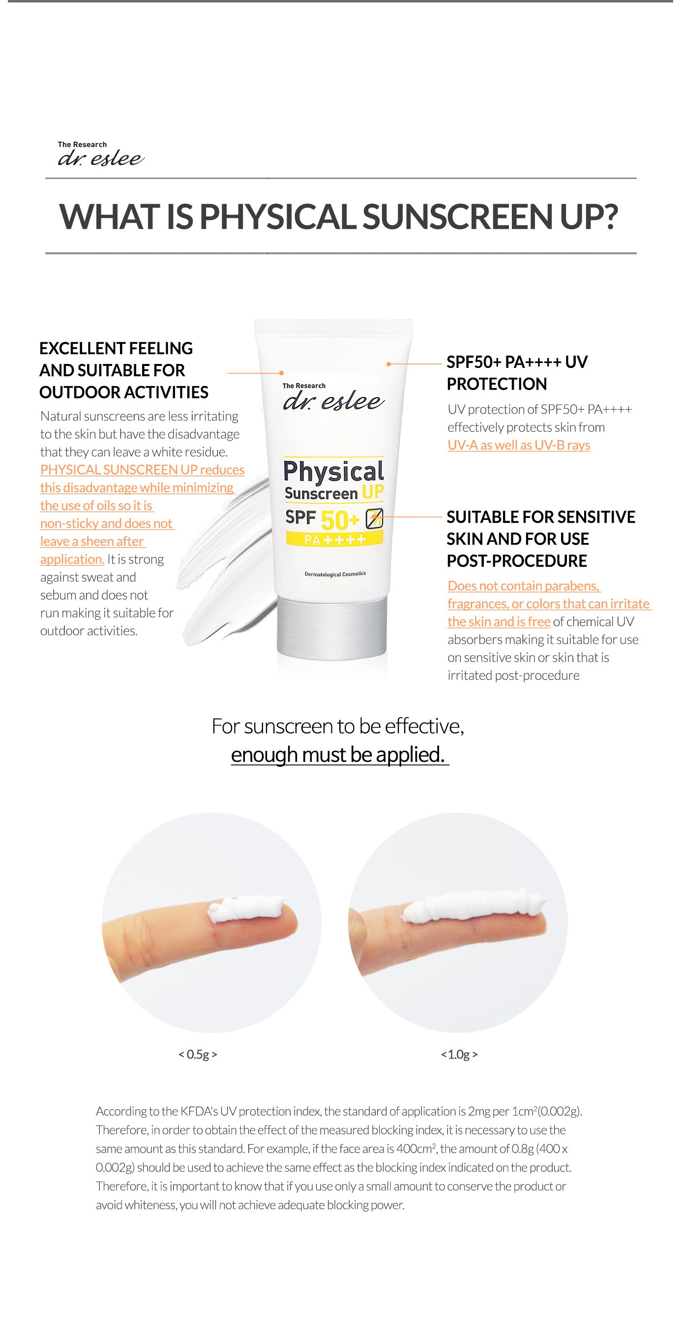 DR.ESLEE Physical Sunscreen UP SPF50+ PA++++