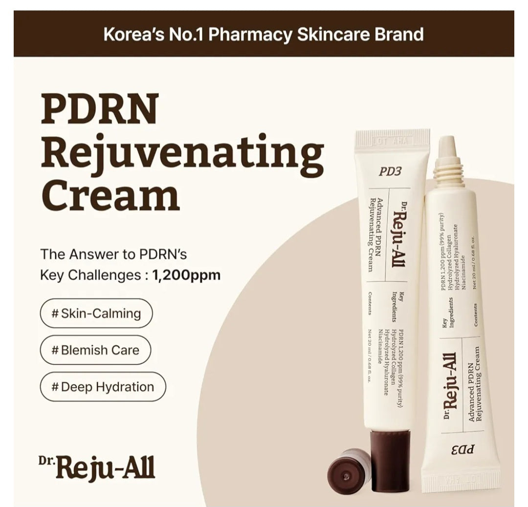 Dr. Reju-All Advanced PDRN Rejuvenating Cream – 99% Pure Salmon DNA PDRN Face Moisturizer – Optimal 1200ppm Concentration for Visible Results – Korean Anti-Aging Skin Care Face Cream