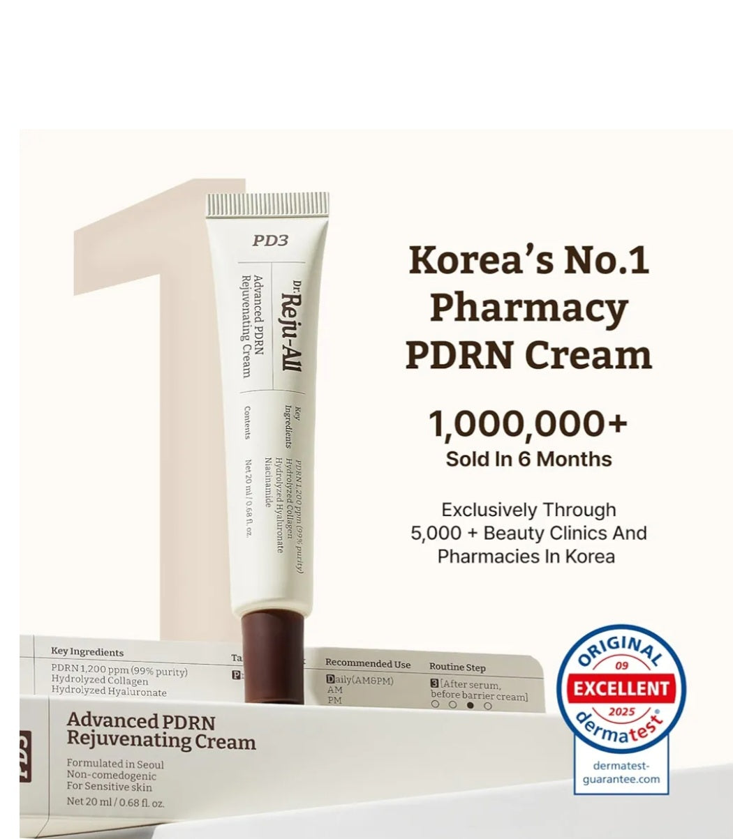 Dr. Reju-All Advanced PDRN Rejuvenating Cream – 99% Pure Salmon DNA PDRN Face Moisturizer – Optimal 1200ppm Concentration for Visible Results – Korean Anti-Aging Skin Care Face Cream