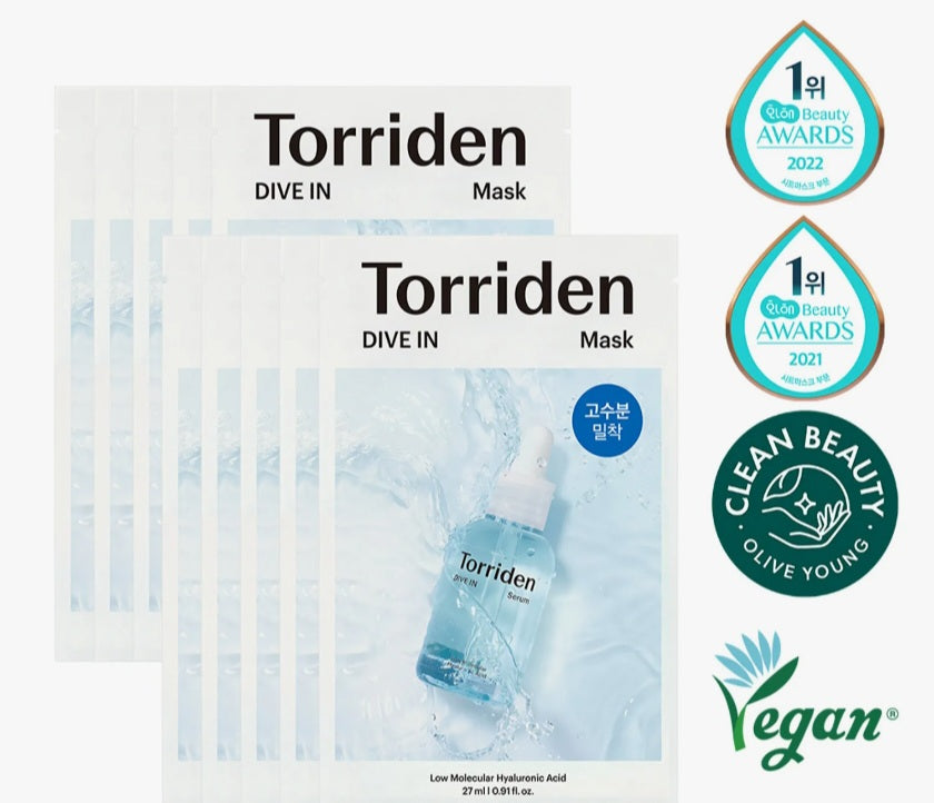 Torriden DIVE-IN Hyaluronic Acid Facial Sheet Masks 1box(10pcs)