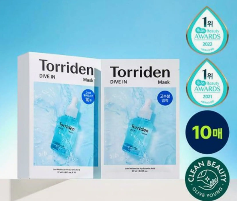 Torriden DIVE-IN Hyaluronic Acid Facial Sheet Masks 1box(10pcs)