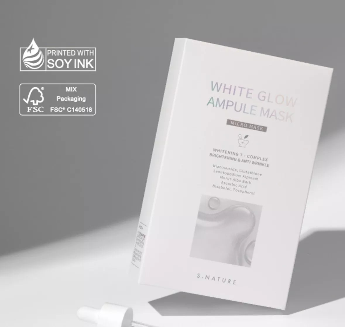 S.NATURE WHITE GLOW AMPOULE MASK 1box(5pcs)