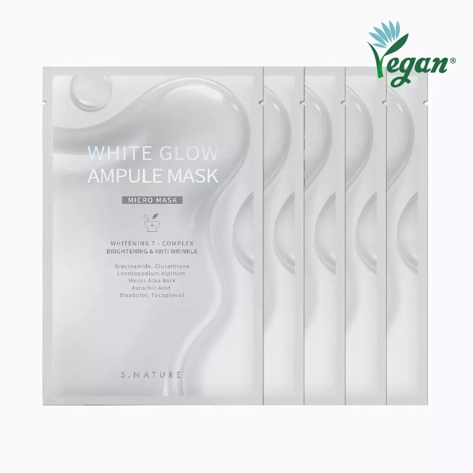 S.NATURE WHITE GLOW AMPOULE MASK 1box(5pcs)